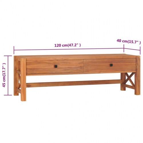 Tv-bord med skuffer 120x40x45 cm massivt teaktræ