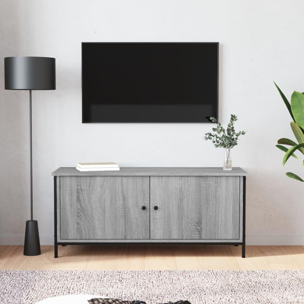 Tv-Bord Med Låger 102X35X45 Cm Konstrueret Træ - 102 cm / Grå sonoma-eg