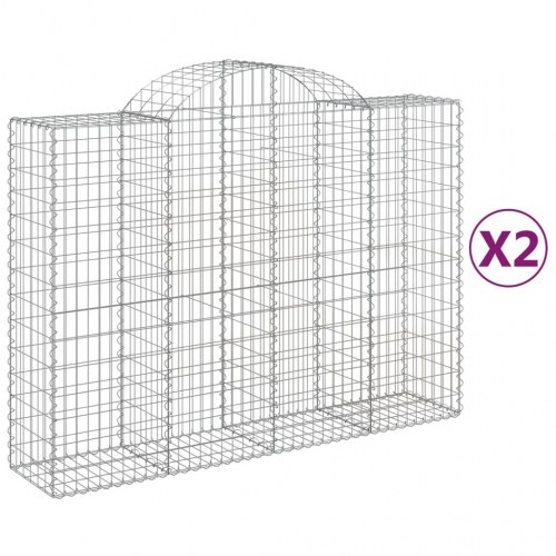 Buede gabionkurve - 2 stk. 200×50×140/160 cm i galvaniseret jern