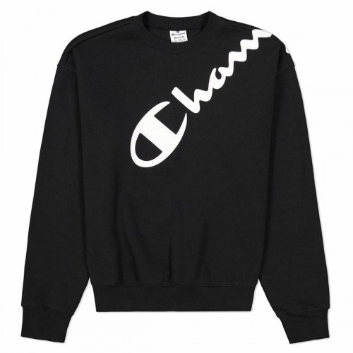 Sweaters uden Hætte til Kvinder Champion Diagonal Logo Sort - S