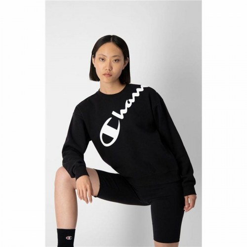 Sweaters uden Hætte til Kvinder Champion Diagonal Logo Sort - S