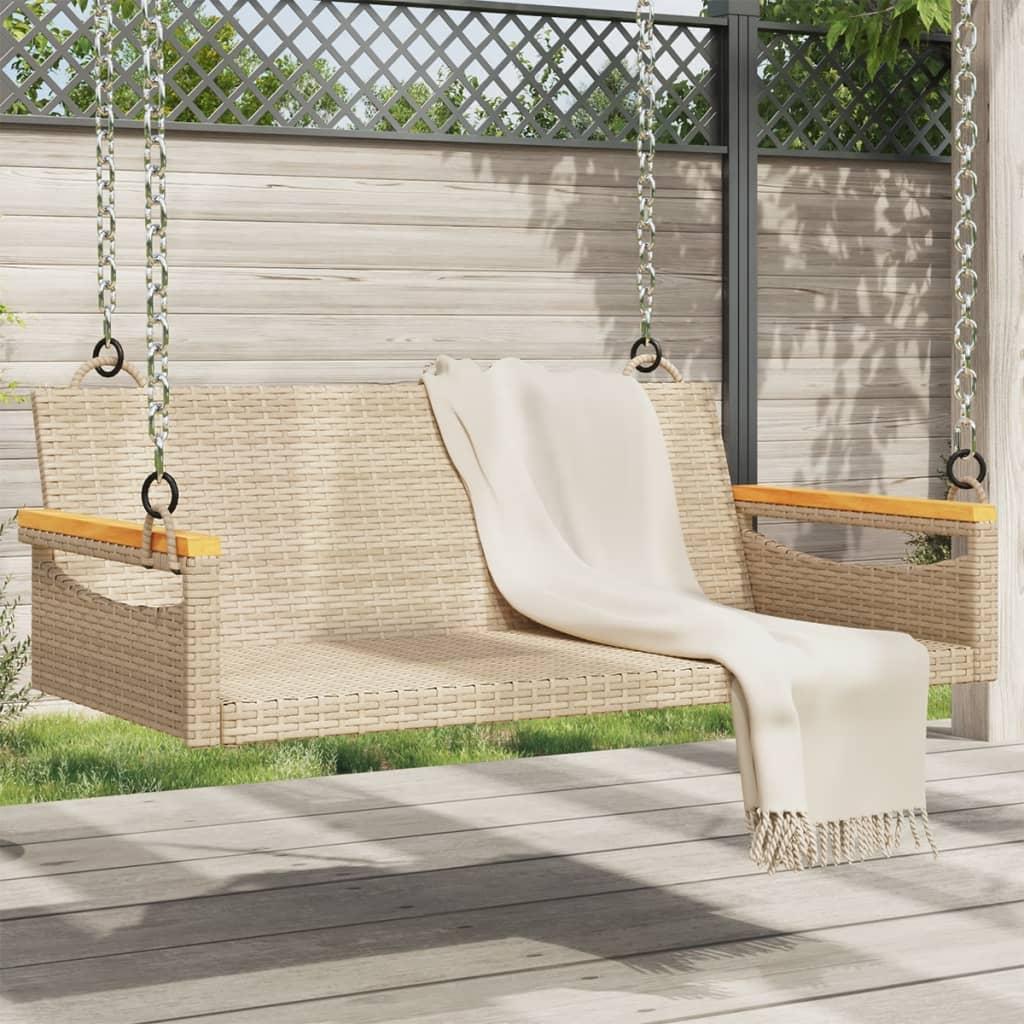 Gyngebænk 109x62x40 cm polyrattan beige