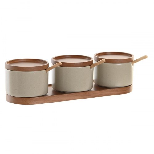 Sukkerskål i porcelæn med gummitræslåg - brun/beige, 29 × 10 × 7 cm