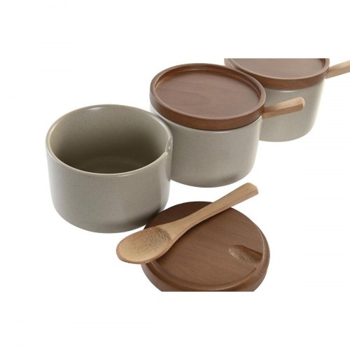 Sukkerskål i porcelæn med gummitræslåg - brun/beige, 29 × 10 × 7 cm