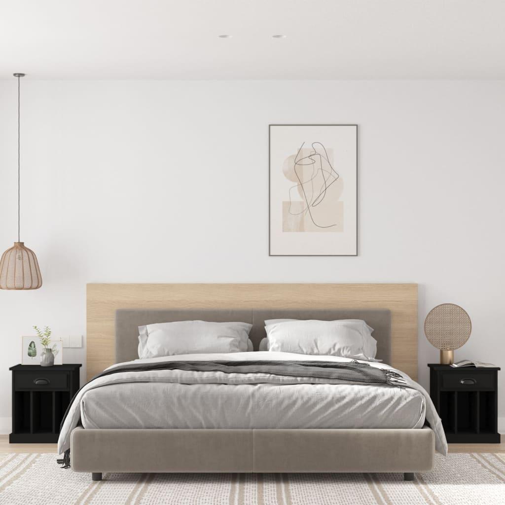 Sengeborde 2 stk. 43x36x50 cm sort