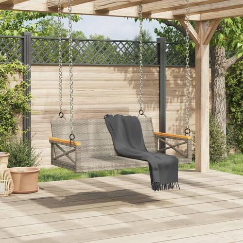 Gyngebænk 109x62x40 cm polyrattan grå