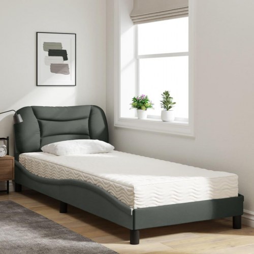 Seng med madras Hvar 80×200 cm i stof - mørkegrå