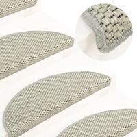 Selvklæbende trappemåtte 15 stk. 56x17x3 cm sisal-look lysegrøn