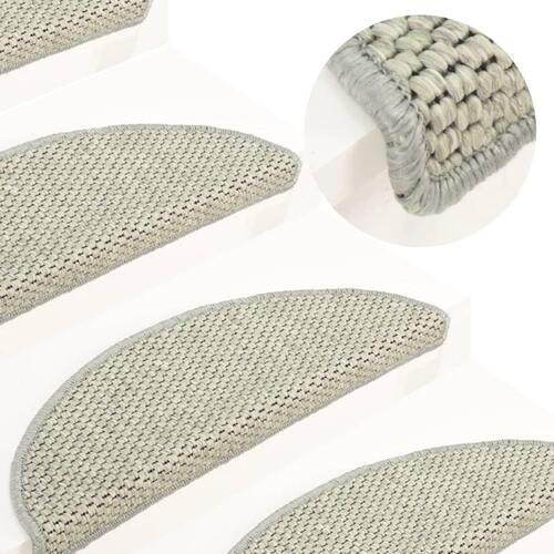 Selvklæbende trappemåtte 15 stk. 56x17x3 cm sisal-look lysegrøn