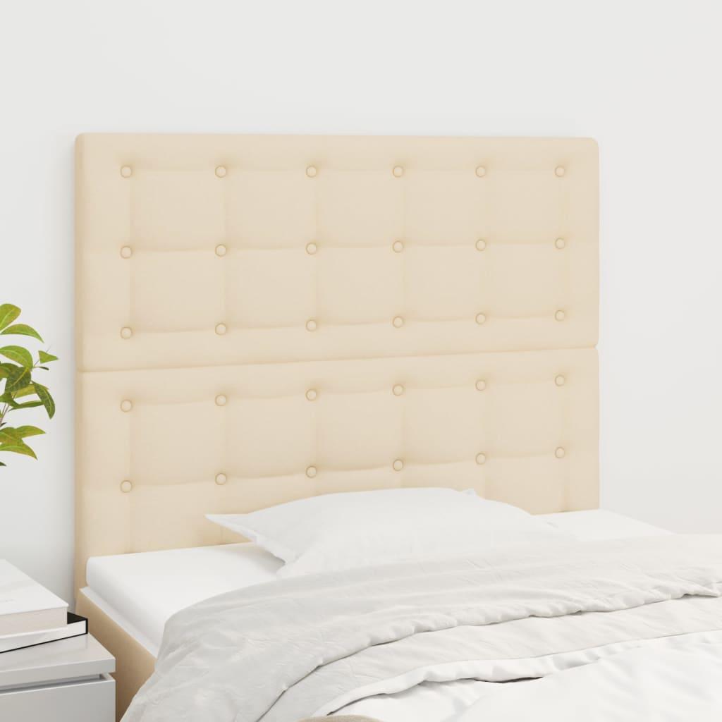 Sengegavle 80X5X78/88 Cm Stof Farvet Creme - Høj / 90 cm