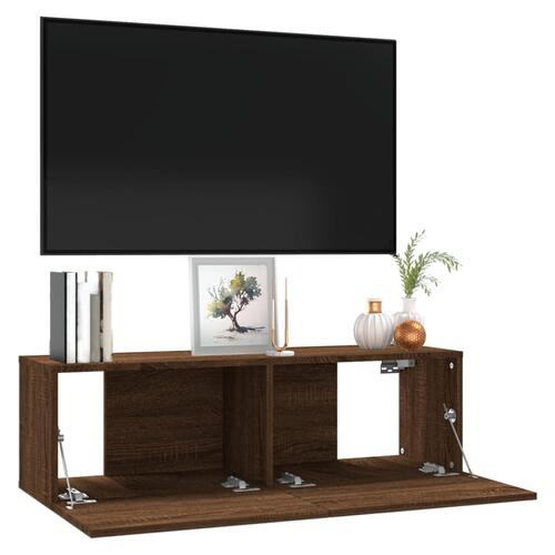 Væghængt tv-bord 100x30x30 cm konstrueret træ brun egetræsfarve