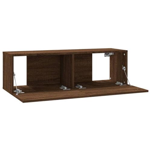 Væghængt tv-bord 100x30x30 cm konstrueret træ brun egetræsfarve