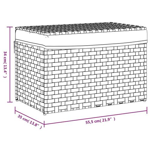 Vasketøjskurv med låg 55,5x35x34 cm polyrattan sort