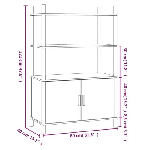 Højskab/skænk 80×40×121 cm i konstrueret træ - sort