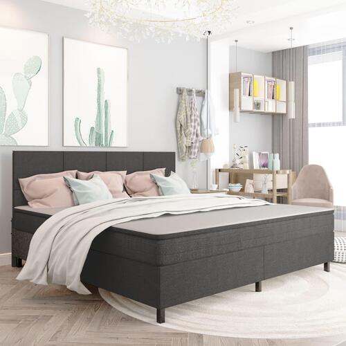 Seng med madras 200x200 cm stof mørkegrå