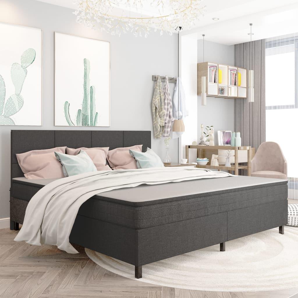 Seng med madras 200x200 cm stof mørkegrå