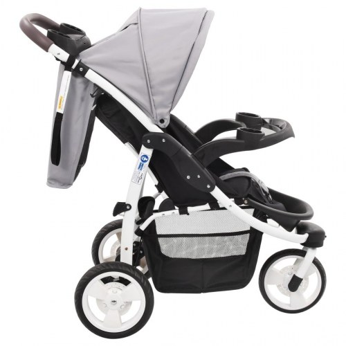 Klapvogn med 3 hjul grå og sort