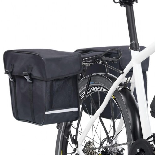 Dobbelt cykeltaske til bagagebærer vandtæt 35 l sort