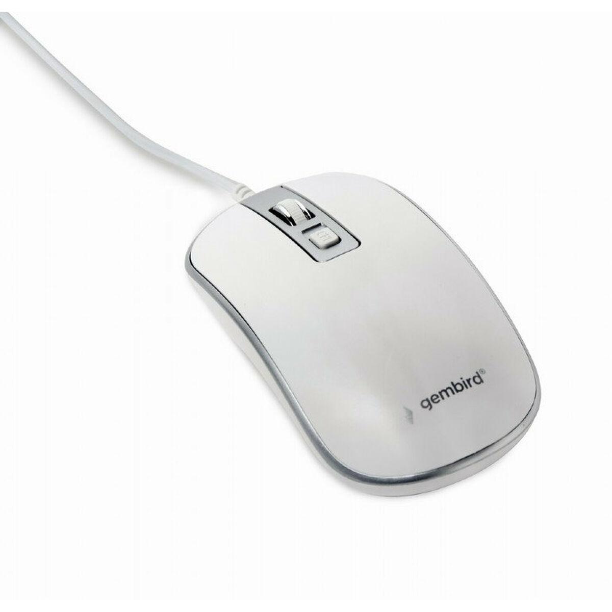Computermus med kabel - GEMBIRD, optisk, 1200 DPI, hvid