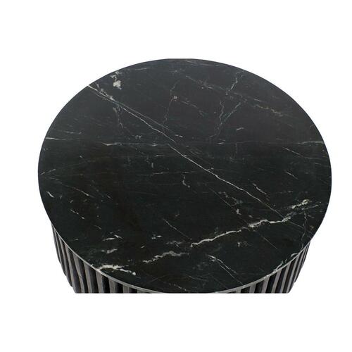 Sofabord Sort Marmor 90 x 90 x 45 cm Mangotræ