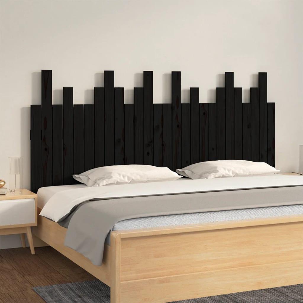 Sengegavl 95,5X3X80 Cm Massivt Fyrretræ - Sort / 166 x 80 cm