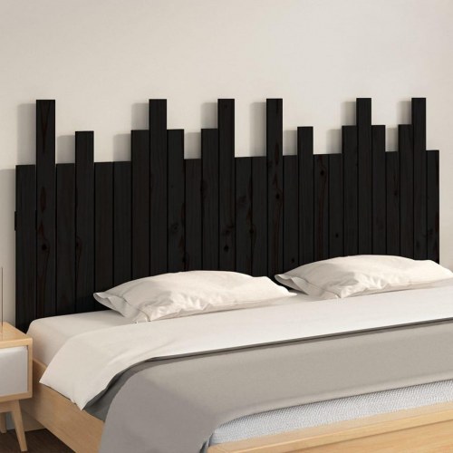 Sengegavl i massivt fyrretræ 166 x 3 x 80 cm - sort