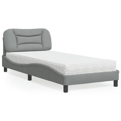 Seng med madras Hvar 80×200 cm - stof, lysegrå