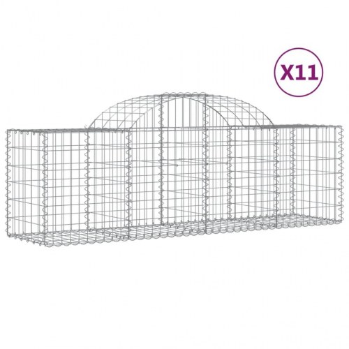 Buede gabionkurve - 11 stk. 200×50×60/80 cm i galvaniseret jern