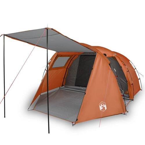 4-personers campingtelt vandafvisende grå og orange