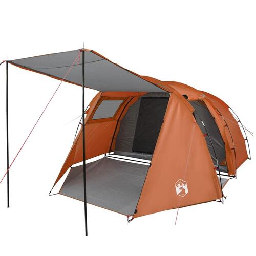 4-personers campingtelt vandafvisende grå og orange