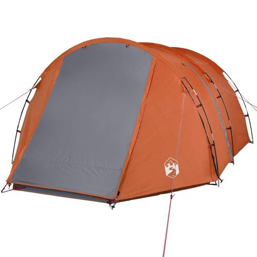 4-personers campingtelt vandafvisende grå og orange