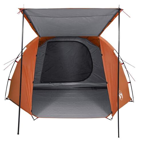 4-personers campingtelt vandafvisende grå og orange