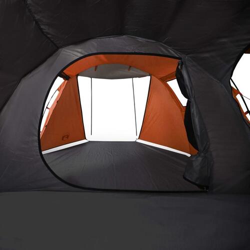 4-personers campingtelt vandafvisende grå og orange