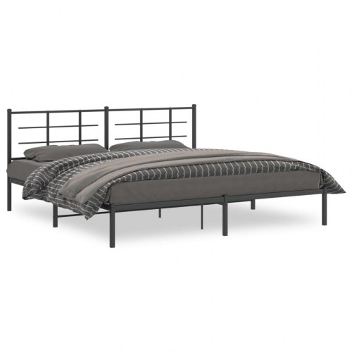 Sengeramme med sengegavl 193 x 203 cm - sort