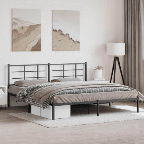 Sengeramme med sengegavl 193 x 203 cm - sort