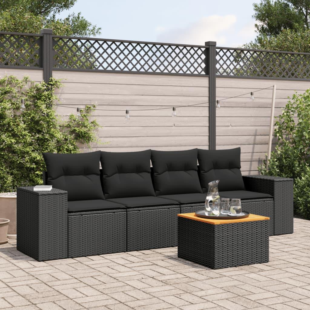 Sofasæt Til Haven 5 Dele Med Hynder Polyrattan - Sort