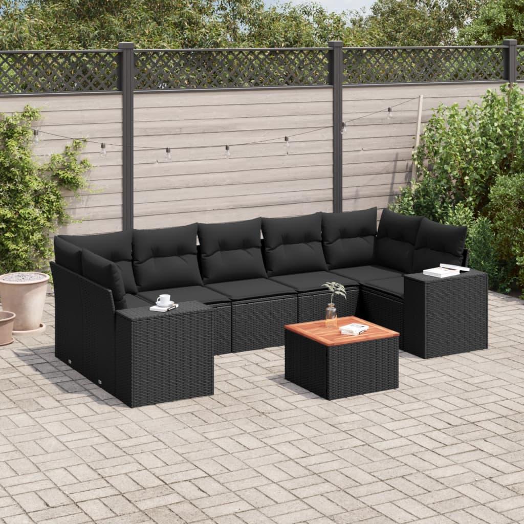 Sofasæt Til Haven 8 Dele Med Hynder Polyrattan - Sort
