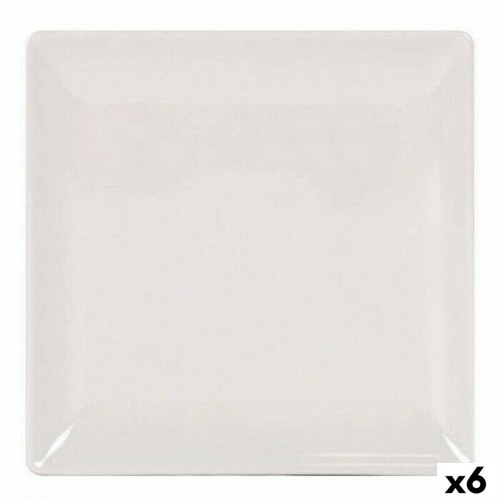 Elite flad middagstallerken i stentøj, elfenben, 21 × 21 cm - 6 stk.