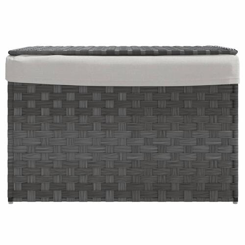 Vasketøjskurv med låg 55,5x35x34 cm polyrattan grå