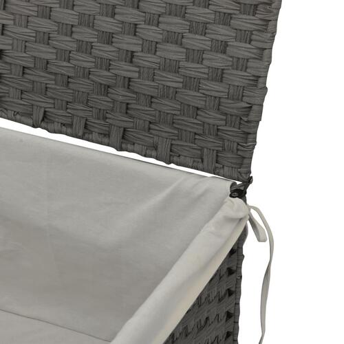 Vasketøjskurv med låg 55,5x35x34 cm polyrattan grå