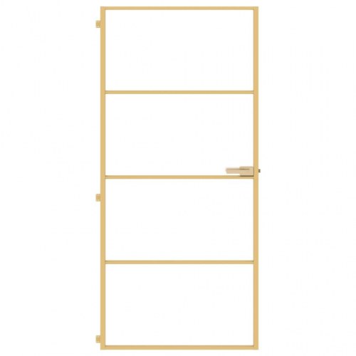 Indvendig glasdør 93×201,5 cm - hærdet glas og aluminium, guldfarvet
