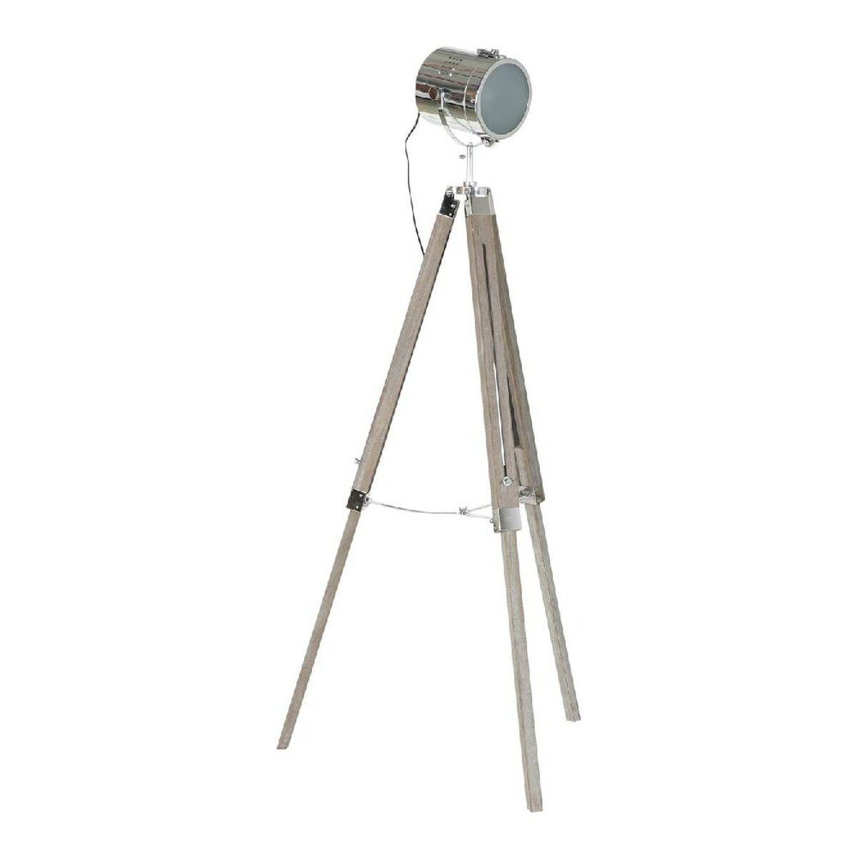Gulvlampe Metal Træ Sølv Lys Brun Stativ 142