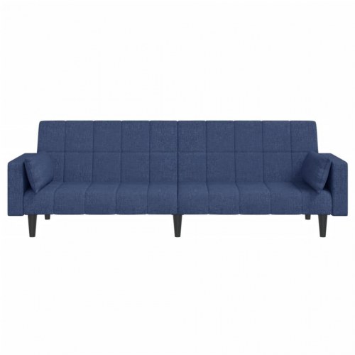 2-personers sovesofa med 2 puder - stof, blå