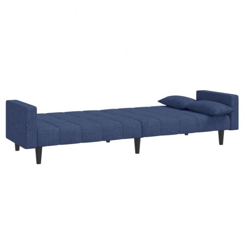 2-personers sovesofa med 2 puder - stof, blå
