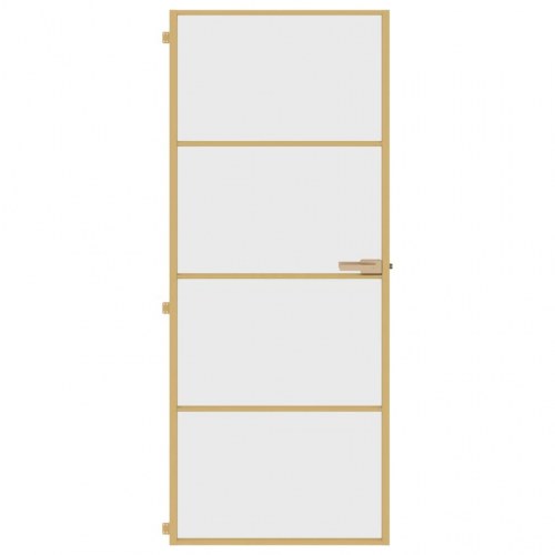 Indvendig glasdør 83 × 201,5 cm - hærdet glas og guldfarvet aluminium
