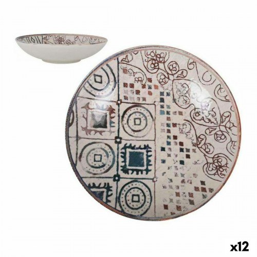 Grecia dybe tallerkner i porcelæn, blå/brun - 12 stk.