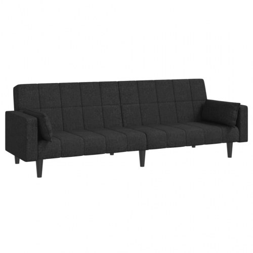 2-personers sovesofa med 2 puder - stof, sort