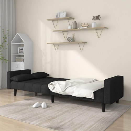 2-personers sovesofa med 2 puder - stof, sort