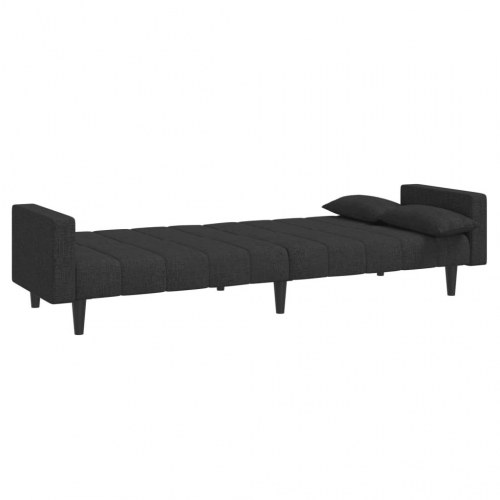 2-personers sovesofa med 2 puder - stof, sort