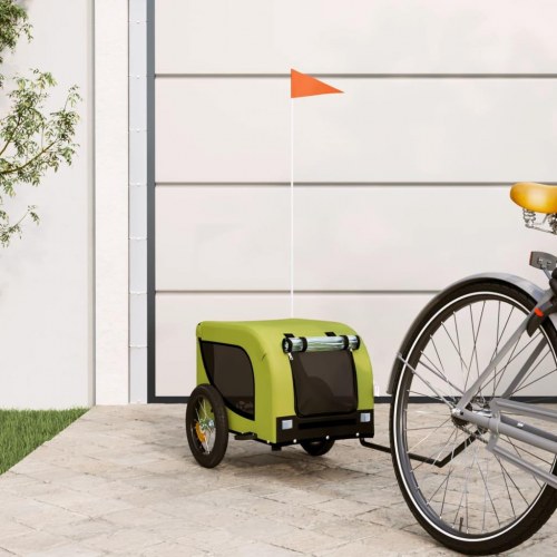 Hundetrailer til cykel i oxfordstof og jern - grøn/sort